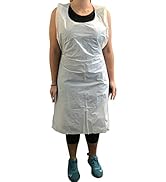 KingSeal 100 Count Bib Style Disposable Poly Aprons, Individually Wrapped, 24 x 42 Inches, White,...
