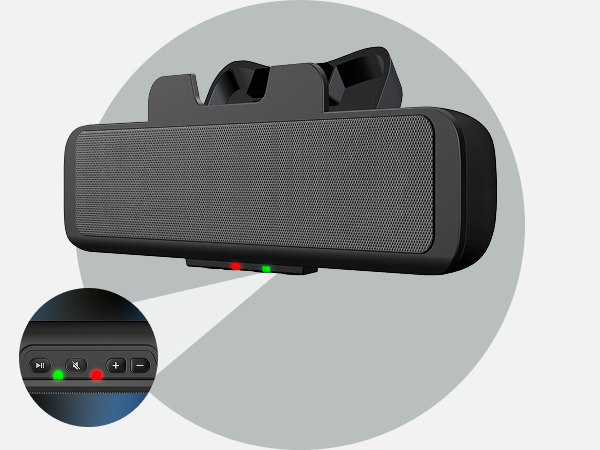 buttons, pause/play, volume+, volume-, usb speaker, computer speaker