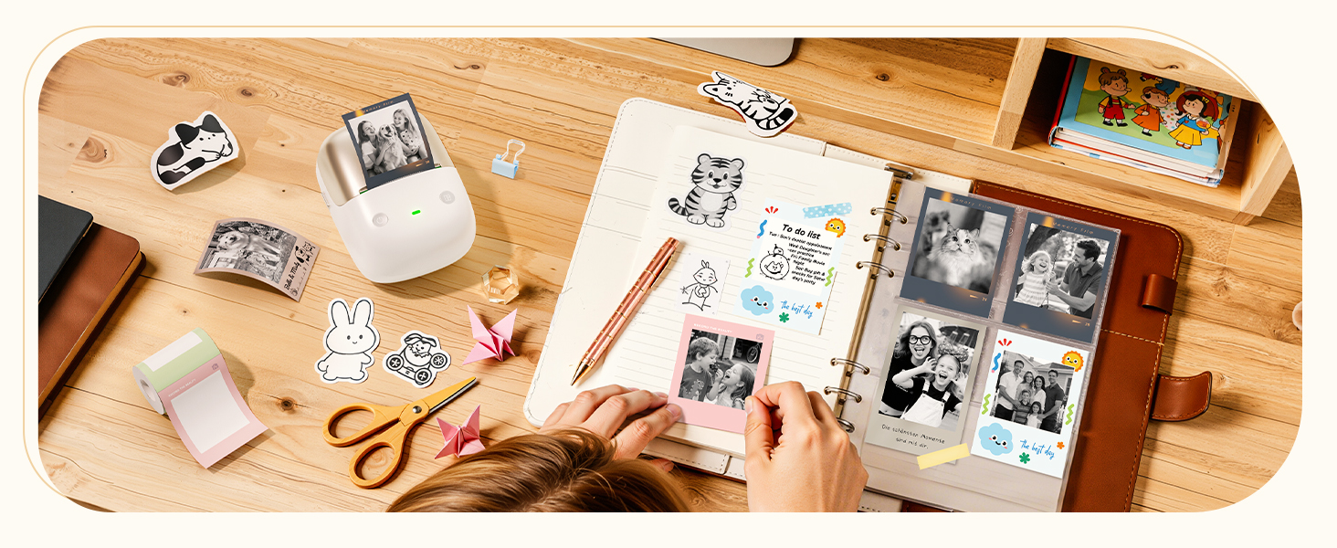 300DPI Sticker Printer for Photo Sticker, DIY Crafts, Study Notes, Gift, Journal Labeling