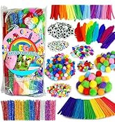 FUNZBO 1200pcs+ Arts and Crafts Supplies for Kids - Craft Kits with Pipe Cleaners, Pom Poms for C...