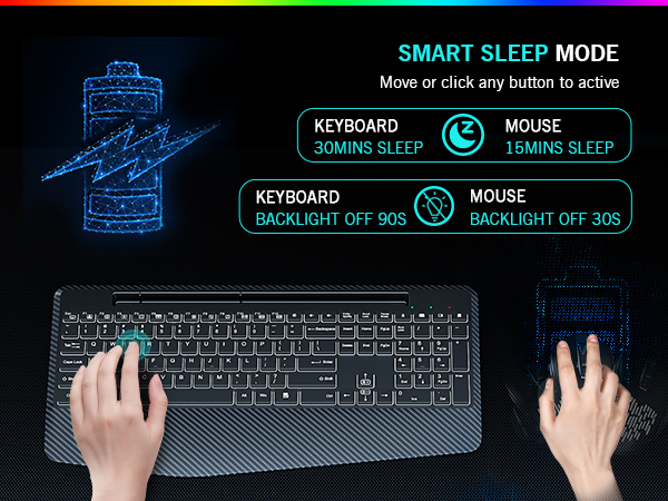 wireless keyboard and mouse smart sleep mode power saving