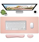 Bloss Leather Desk Pad and Keyboard Wrist Rest, Large Mouse Pad + Keyboard Pad+Mouse Wrist Suppor...