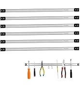Themethla 24" Magnetic Tool Holder Strip, 6 Pieces Silver Metal Tool Organizer Rack with Stainles...