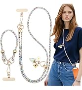 QIOFEARTH 2Pcs Crystal Phone Lanyard,Sparkling Beaded Phone Wrist Strap Universal Cell Phone Neck...