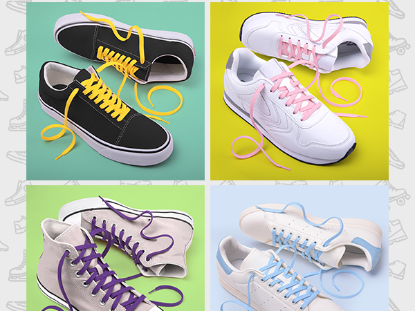 Flat shoe laces for sneakers shoelaces athletic running sports kids shoelaces white black strings