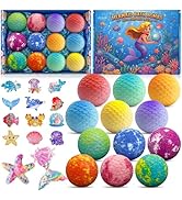 Mermaid Bath Bombs for Kids with Surprise Toys Inside, 12pcs Bubble Kids Bath Bombs with Mermaid ...