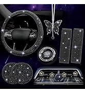ARTILAURA 11 PCS Bling Car Accessories Set for Women, Bling Steering Wheel Covers, Bling Diamond ...