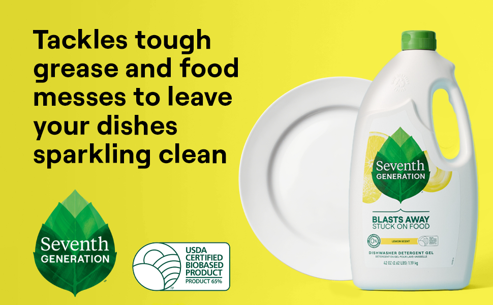 Product with a clean white plate with an efficacy claim on a yellow background