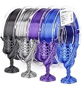 AMOLEN Silk 3D Printer Filament Bundle, PLA Filament 1.75mm Pack, Shiny 3D Printing Filament for ...