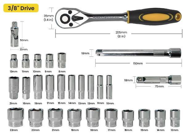 3/8&amp;#39;&amp;#39; Drive Socket Wrench Set