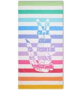 Lacoste 100% Cotton Large Beach Towel, Ultra-Absorbent &amp; Fast-Drying, Machine Washable, Striped C...
