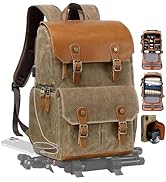 Padwa Lifestyle Khaki Camera Backpack - Waxed Memory Weather Resistant Canvas Camera Backpacks fo...