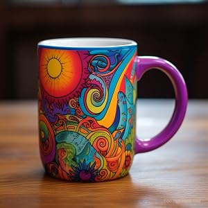 vibrant color coffee mug with sublimation from using echomerx heat tape dispenser