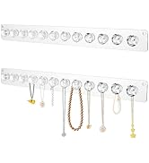 Xyulaan 2Pcs Wall Necklace Holder for Women, Hanging Jewelry Organizer Wall Mount Crystal Holder ...