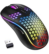 Wireless Gaming Mouse Honeycomb 2.4G USB Cordless Mouse RGB Rechargeable PC Game Mice with 7-Colo...