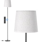 SIBRILLE Floor Lamp with Linen Shade - 62" Dimmable LED Standing Lamp with Remote Control, 9W E26...