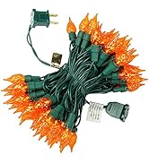 BOHON Orange Lights Halloween String Lights 19Ft 70 LEDs UL Certified Christmas Lights Green Wire...