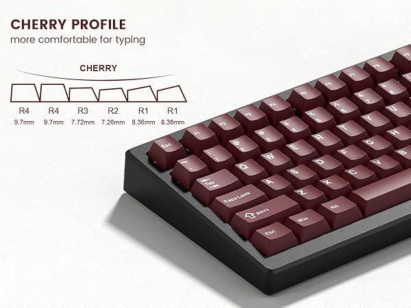 Double Shot PBT keycaps Set,Dark Red Keyboard caps,Cherry Profile Keycaps 60 65 75 100 Percent