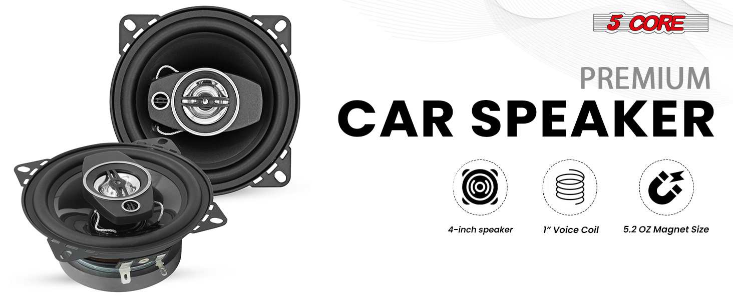 coaxial car speaker audio stereo 2 way full range door dash mount component system loud clear sound