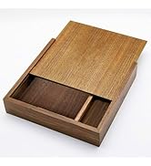 TATMOHIK Wooden Walnut Box with Sliding Lid Walnut Wood Box with Lid Top for Wedding Gifts for Co...