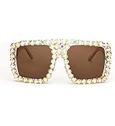 FEISEDY Square Diamond Sunglasses for Women Retro Fashion Shiny Rhinestone Sun Glasses B2916