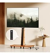 Mobile TV Stand Cart with Power Outlet, Rolling TV with Acrylic and Wheels, Height Adjustable Mob...