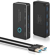 USB 3.0 Switch RSHTECH Aluminum USB Switch Selector with 4 USB 3.0 Ports, 3.5mm Audio Jack, 2 Com...