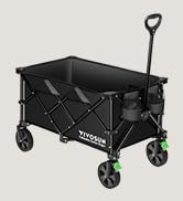 VIVOSUN Collapsible Folding Wagon, Outdoor Utility with Silent Universal Wheels, Cup Holders &amp; Si...
