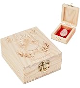 AHANDMAKER Keepsake Box, Wooden Storage Box Small Wood Box Wood Jewelry Box with Front Clasp and ...