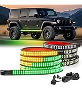 Nilight 2PCS 70 Inch Emergency Strobe Light Strip 1125 LED Running Board Lights Amber Green Flexi...