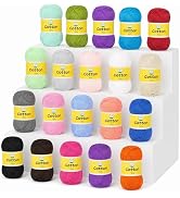 Coopay Mini Cotton Yarn for Crocheting -1OO% Pure Cotton Crochet Yarn of 20 Pack 25g/0.88oz -#2 S...