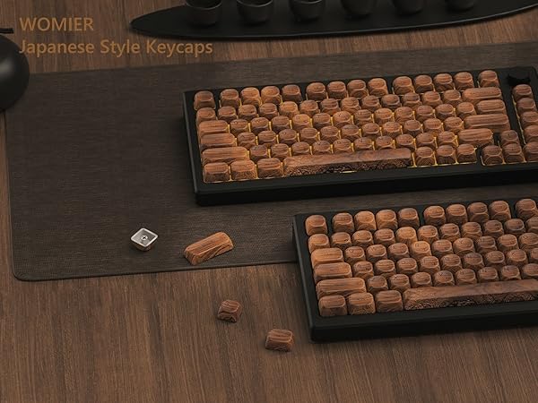 Womier PBT Keycaps - MOA Keycaps 75 Percent, Wood Dye-Sublimation Custom Keyboard Key Cap