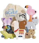 Le Toy Van - Wooden Andes Stacking &amp; Bag - Petilou Forest Building Blocks Stacker &amp; Bag - Educati...