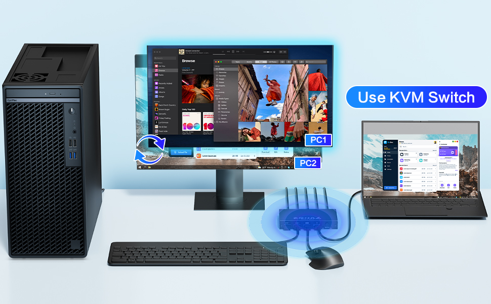 KVM Switch 1 Monitors 2 Computers