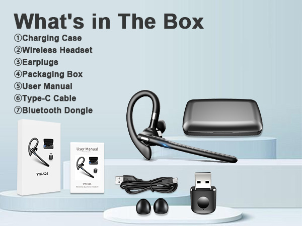 Charging case/Wireless Headset/Earplugs/Packaging Box/Type-C Cable/Bluetooth Dongle