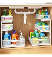 GUUKAR Under Sink Organizer, 3 Tier Pull Out Cabinet Organizer with 5 Adjustable Heights, Metal U...
