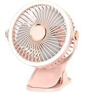ZEOEZHBI Clip on Portable Fan Rechargeable 720 ° Adjustable with LED Lights Small Desk Fan, Small...