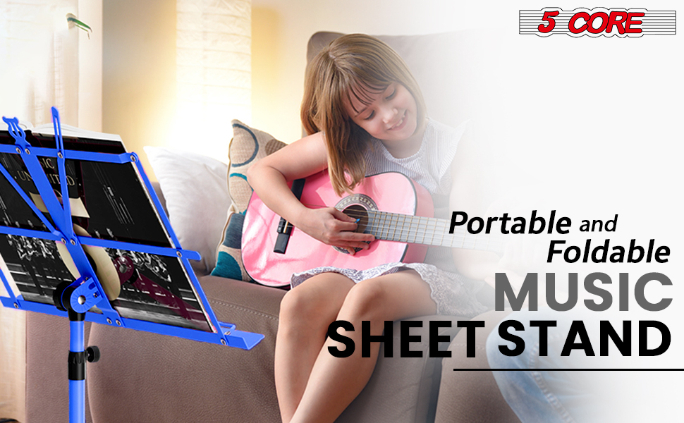 Music Stand,2 in 1 Dual-Use Folding Sheet Music Stand,Desktop Book Stand