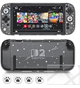 NANANINO Switch 2 Case, Clear Starry PC Shell with TPU Joy-Con Covers | All-in-one dock-compatibl...
