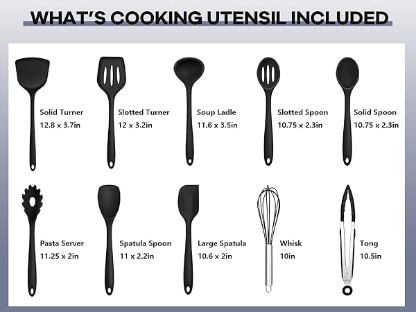 sizes of kitchen utensils