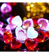 BOHON Valentine Day Decor 10 ft 30 LEDs Heart Lights Twinkle Fairy String Lights Battery Operated...