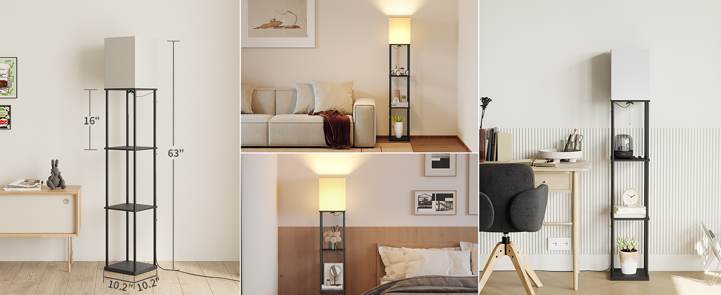 corner lamp with shelves