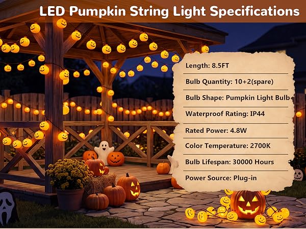 halloween pumpkin string lights; halloween window lights plug in; outdoor halloween string lights