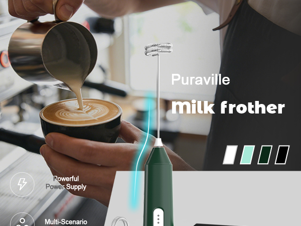 Rechargeable Milk Frother Handheld, 3 Speeds Electric Whisk Drink Mixer, Type-C Charging BPA Free
