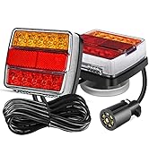 Nilight Magnetic LED Trailer Towing Light Kit 24ft Cable with 7 Pin Plug Tail Stop Amber Turn Sig...