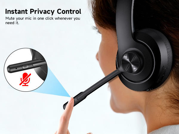wireless headset with mic remote work bluetooth computer headphones office call center lightweight