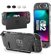PAWDIARY [Improve PC Hardshell Easy to Dock] Glitter Switch 2 Case Dockable, for Switch 2 2025 Pr...