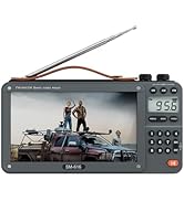 720P 7Inch Screen AM FM Movie Video Radio with Bluetooth Speaker, Rechargeable Digital Shortwave ...