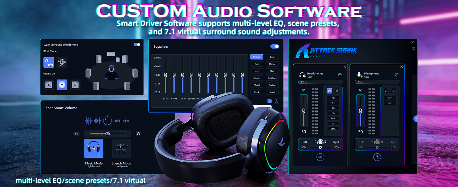 ATTACK SHARK G800 Wireless RGB Gaming Headset