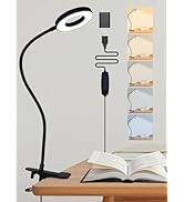 Clip on Lamp,5 Colors+10 Brightness LED Desk Lamp with Clamp,550lm Bright Clip on Light for Bed H...